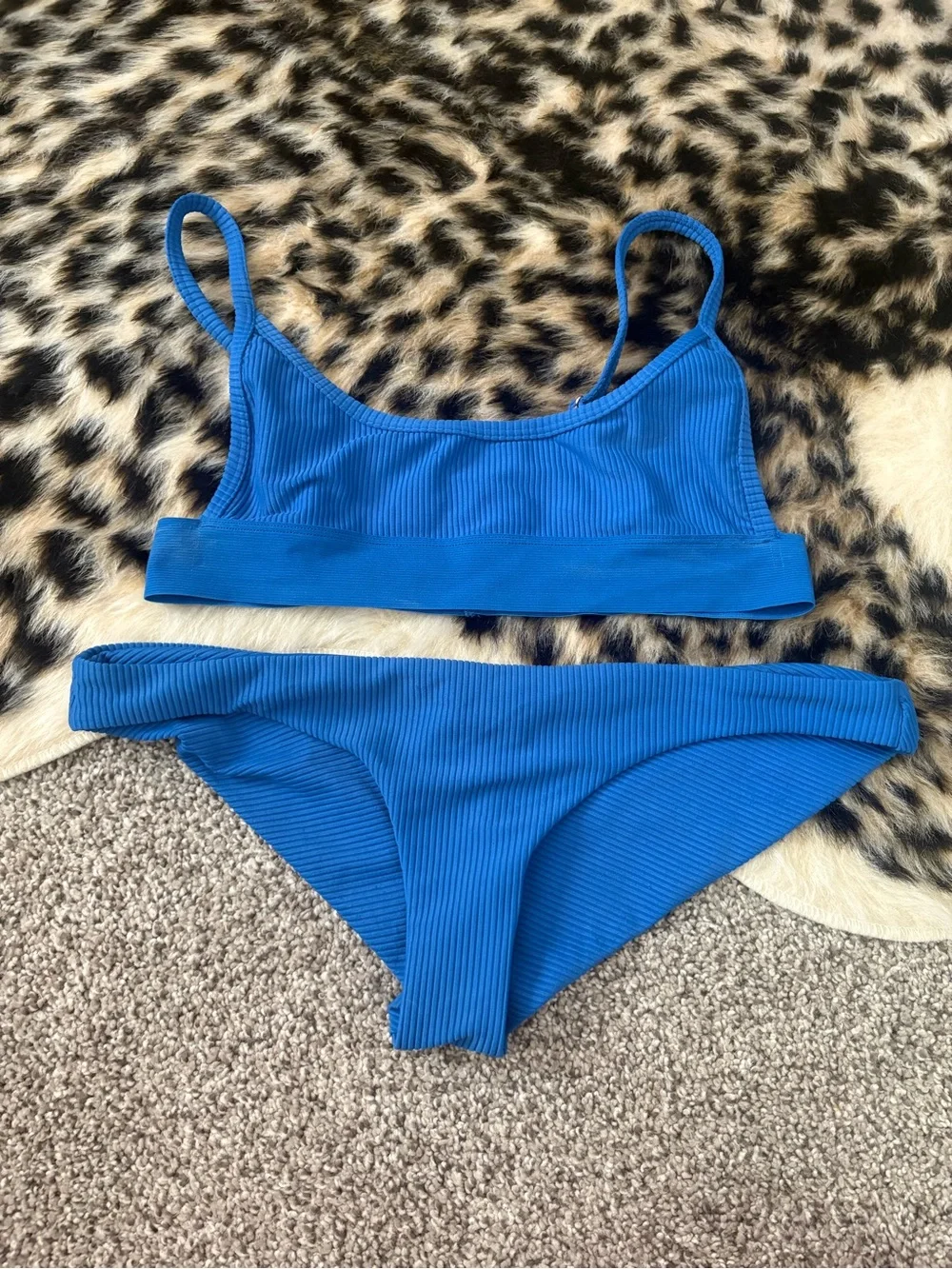 Frankies Ribbed Blue Bikini Two-Piece Set